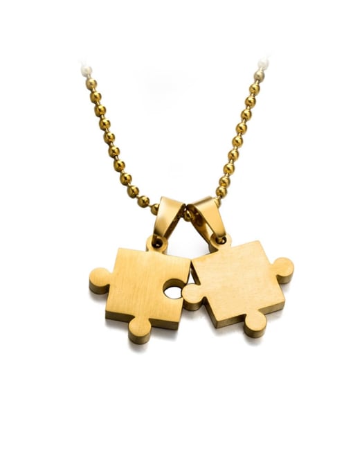 golden Titanium Steel Geometric Hip Hop Necklace