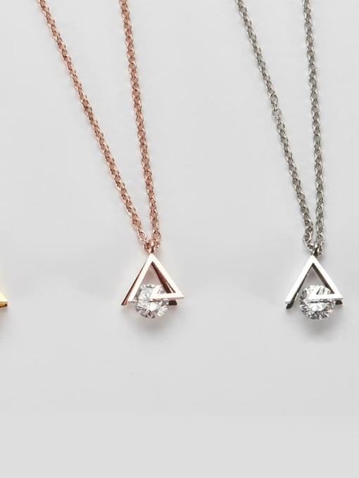 Ke Hong Titanium Cubic Zirconia Triangle Pendant Necklace 4