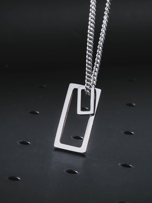 WOLF Titanium Steel Geometric Minimalist Long Strand Necklace 1