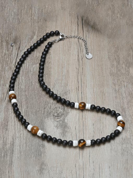  Stainless steel Natural Stone Geometric Bohemia Beaded Necklace 2