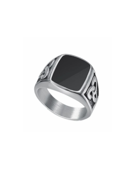 HI HOP Titanium Square Minimalist Band Ring For Men 0