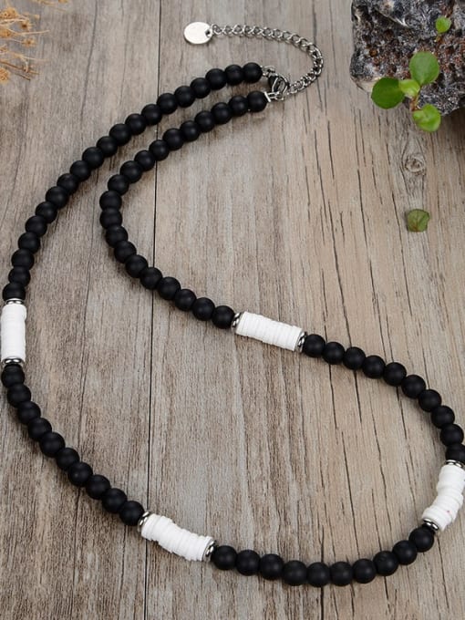 5 Stainless steel Natural Stone Geometric Bohemia Beaded Necklace