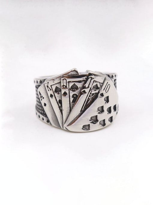 Mr.High Titanium poker Vintage Band Ring 0