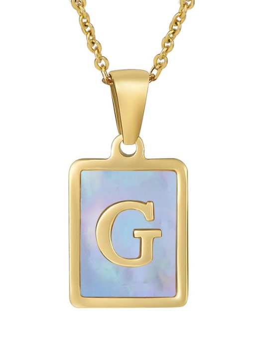 Gold G (including chain) Titanium Steel Shell Geometric Letter Minimalist Necklace