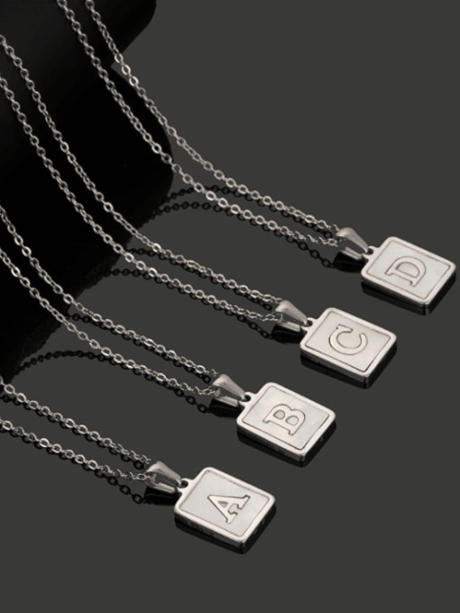 ZXIN Titanium Steel Shell Letter  Minimalist  Geometric Pendant Necklace 3