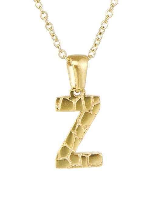 Including chain) Z Stainless steel Minimalist English Letter Pendant  Necklace