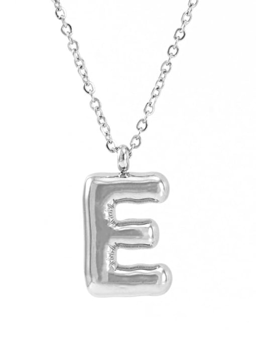 Steel color E Stainless steel Letter Hip Hop Necklace