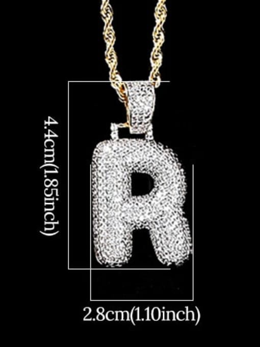 R 24in 61cm T20I18 T20A02 Brass Cubic Zirconia Message Hip Hop Necklace