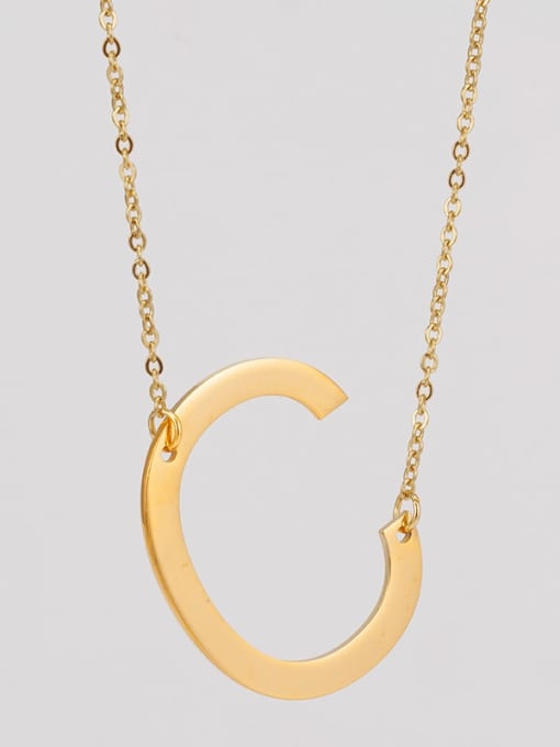 C Stainless steel Minimalist  Letter Pendant Necklace