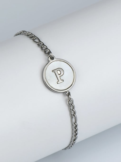 Steel bracelet p Stainless steel Shell Letter Minimalist Link Bracelet
