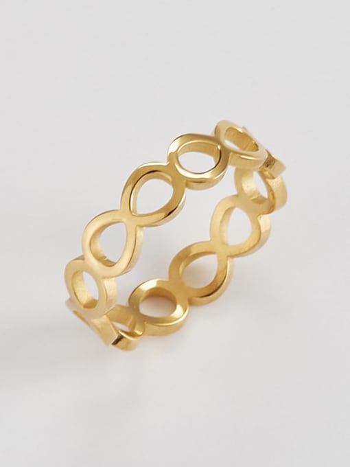 golden Titanium Smooth Rosary Minimalist Band Ring