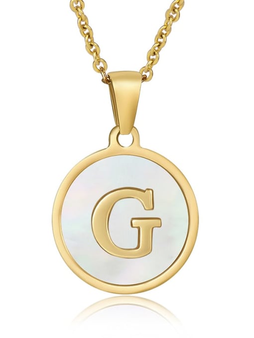 G Titanium Steel Shell Letter Minimalist Round Pendant Necklace