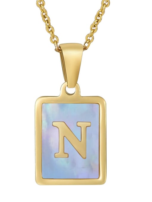 Golden N (including chain) Titanium Steel Shell Geometric Letter Minimalist Necklace
