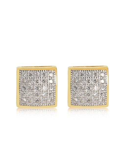 MAHA 925 Sterling Silver Cubic Zirconia Square Hip Hop Stud Earring 0
