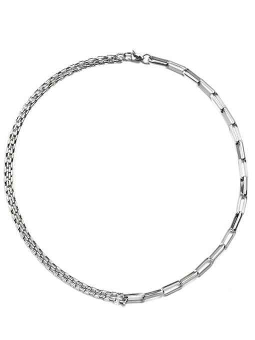 Steel Necklace (50cm+ 5cm) Titanium Steel Geometric Hip Hop Necklace