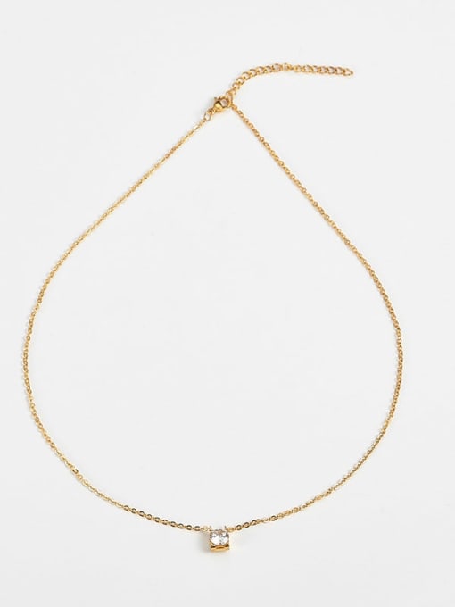golden Titanium Cubic Zirconia Locket Necklace