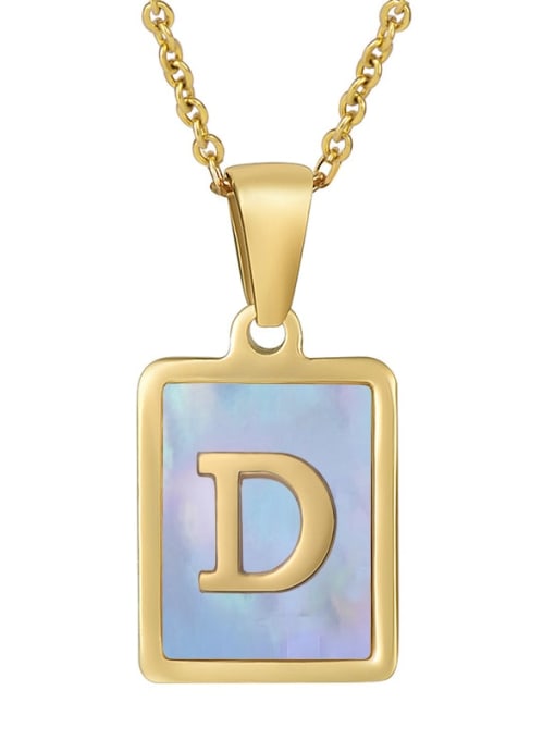 Gold D (including chain) Titanium Steel Shell Geometric Letter Minimalist Necklace
