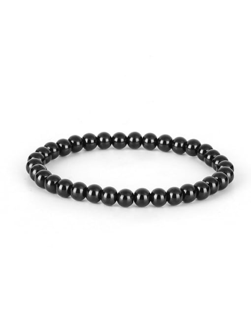 WOLF Titanium Steel Bead Round Hip Hop Beaded Bracelet 0