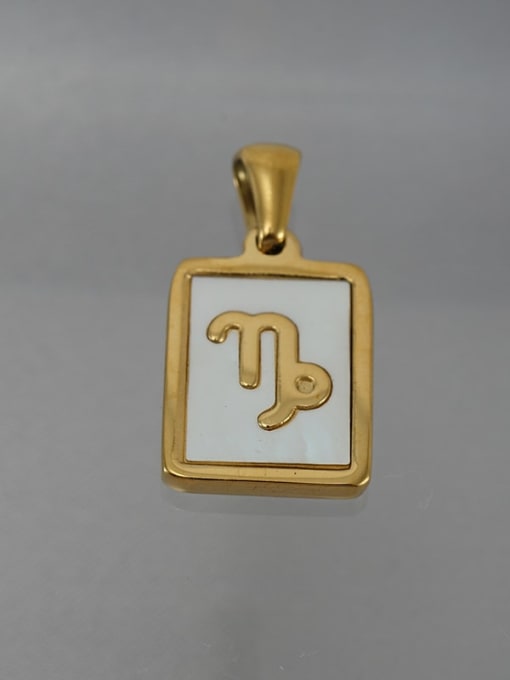 Capricorn (including chain) Titanium Steel Acrylic Constellation Minimalist  Square Pendant Necklace