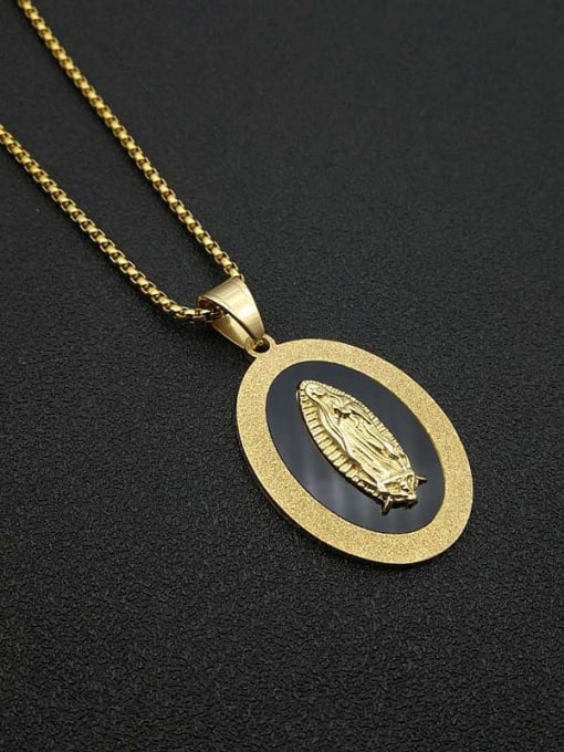 Gold  necklace Titanium Steel Rhinestone  Religious Ethnic Pendant For Men
