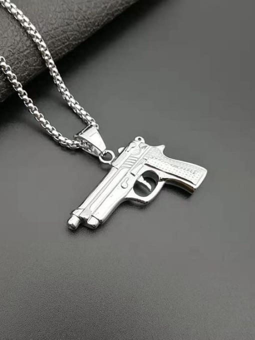 Silver Necklace Titanium Gun  Irregular Hip Hop Necklace For Men