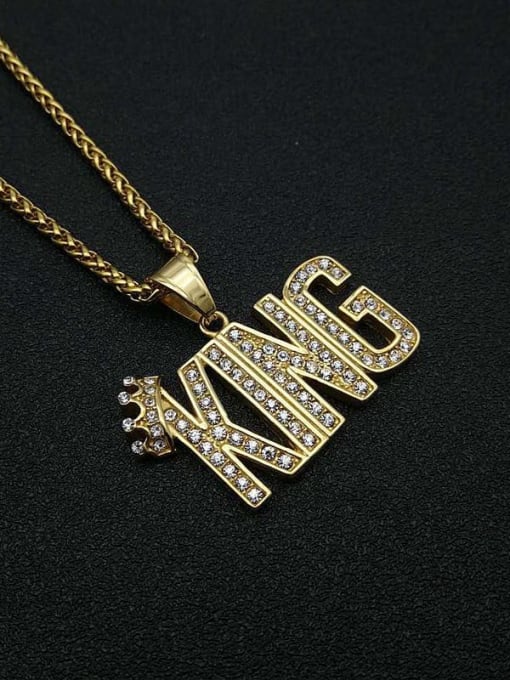 Gold Necklace Titanium Letter Rhinestone Irregular Hip Hop Initials Necklace For Men
