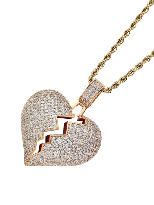 MAHA Brass Cubic Zirconia Heart Dainty Necklace 1