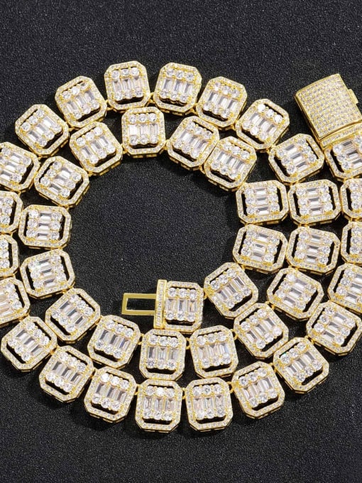 Gold 24 inch (60cm) necklace Brass Cubic Zirconia Geometric Luxury Necklace