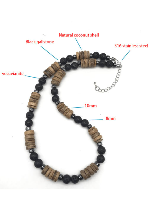 JZ Men's bead Stainless steel Natural Stone Geometric Bohemia handmade Beaded Necklace 1
