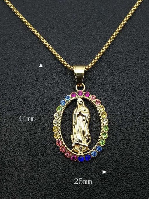 Gold +Chain 2mm*16cm Titanium Steel Rhinestone Religious Vintage Necklace For Men