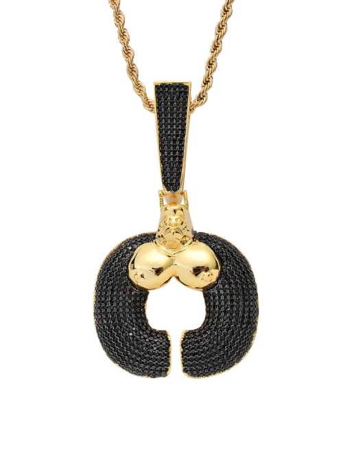 Gold +chain Brass Cubic Zirconia Black gorilla Hip Hop Necklace