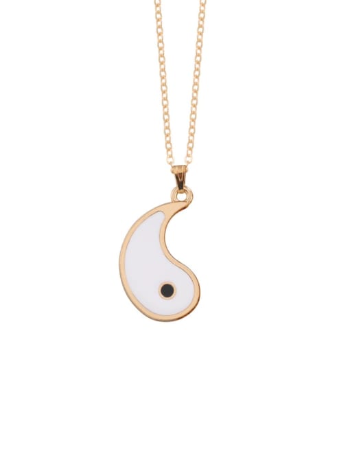Gold left white Titanium Steel Round  Yin And Yang Gossip Necklace