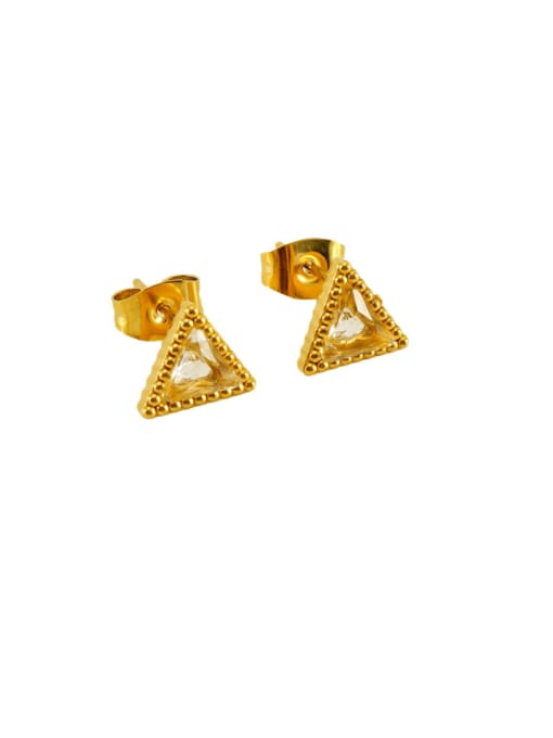 White Stainless steel Cubic Zirconia Triangle Trend Stud Earring