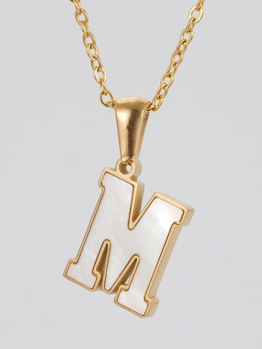 Single letter M Stainless steel Shell Letter Minimalist Letter Pendant (with out chain)