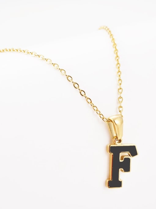 F Titanium Steel Acrylic Letter Minimalist Round Pendant Necklace