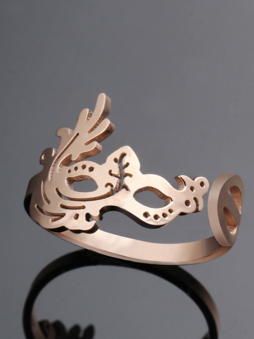 rose gold Titanium Steel Irregular mask  Minimalist Band Ring