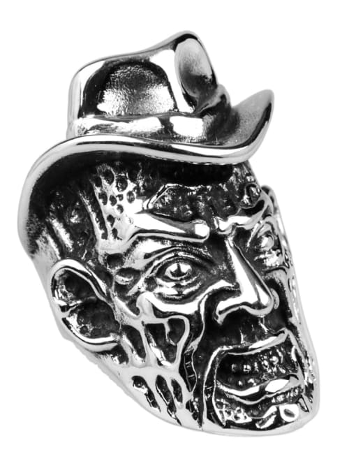 Steel color Titanium Face  Skull Vintage Band Ring