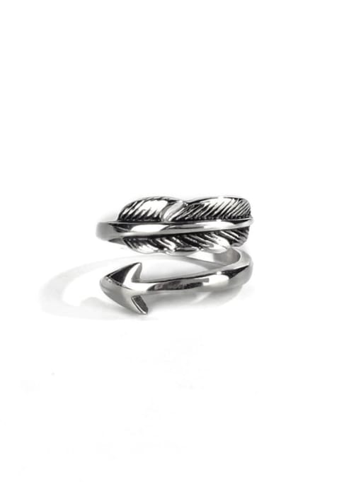 Steel color (size 6) Titanium Steel Feather Vintage Band Ring