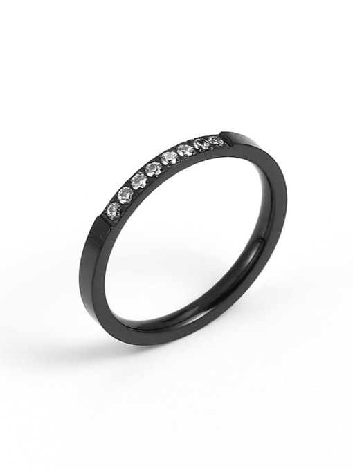 black Titanium Cubic Zirconia Minimalist Band Ring