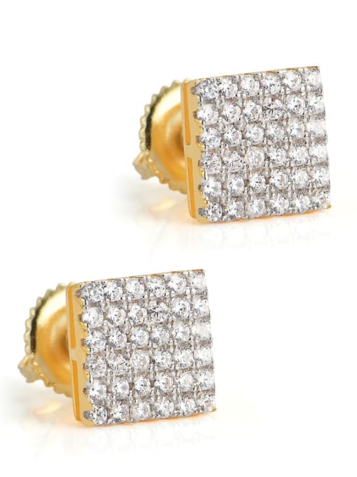 a pair 925 Sterling Silver Cubic Zirconia Square Dainty Stud Earring