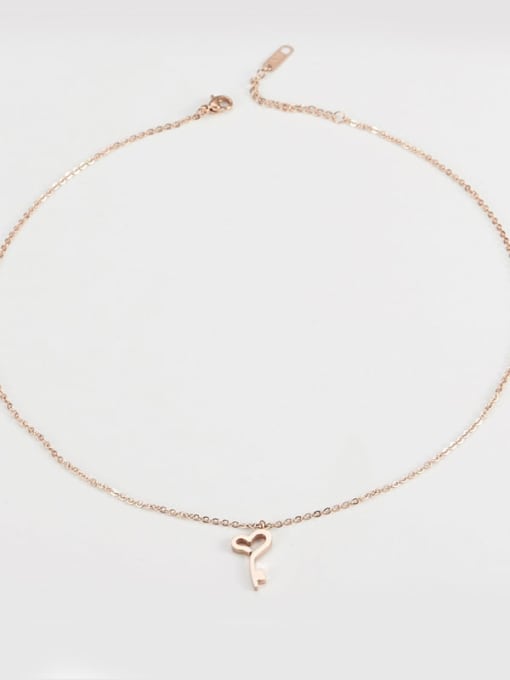 rose gold Titanium  Key Heart Minimalist Necklace