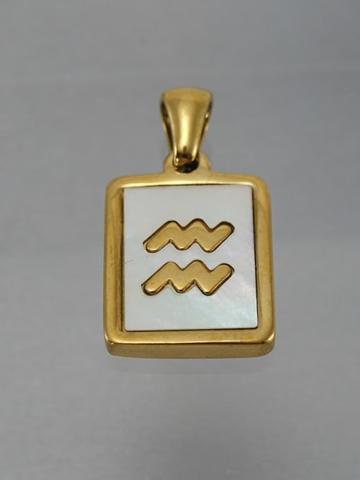 Aquarius base (including chain) Titanium Steel Acrylic Constellation Minimalist  Square Pendant Necklace