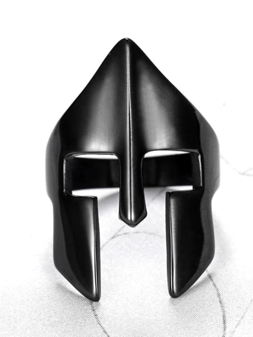 black Stainless steel Mask Geometric Vintage Band Ring