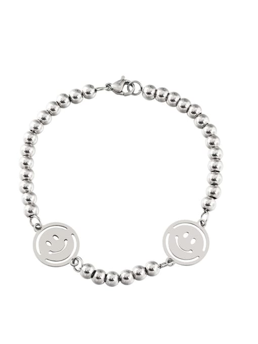 Steel color (bead chain) Titanium Steel Smiley Minimalist Beaded Bracelet