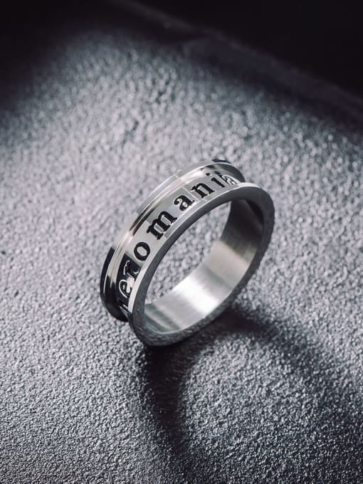 WOLF Titanium Steel Number Vintage Band Ring 0