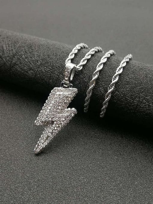 HI HOP Titanium Steel Cubic Zirconia Irregular  Vintage Necklace For Men 3