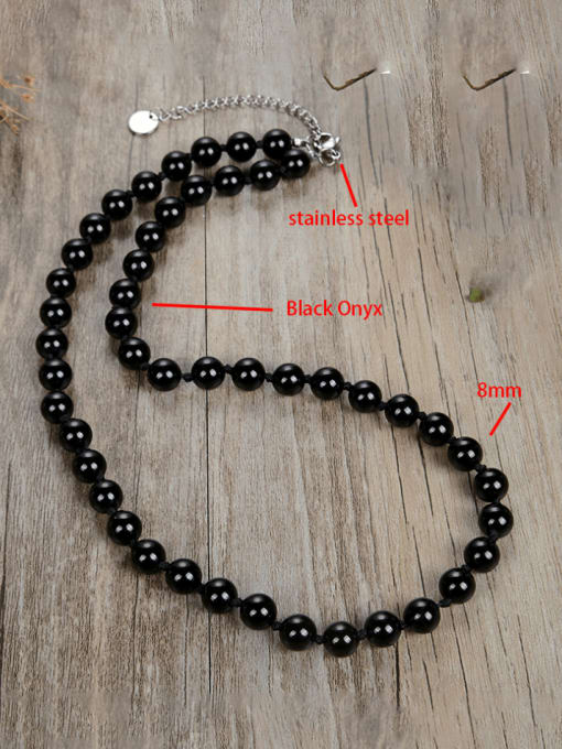 JZ Men's bead Stainless steel Natural Stone Irregular Bohemia Beaded Necklace 3