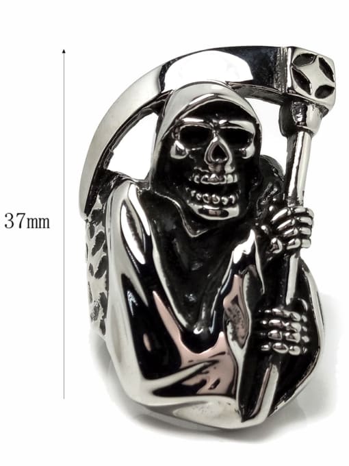 HI HOP Titanium Steel Skull Vintage Band Ring For Men 3