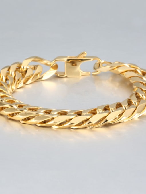 Gold (1.3cm wide) Titanium Vintage Fashion Multi Color Polished Titanium Steel Bracelet