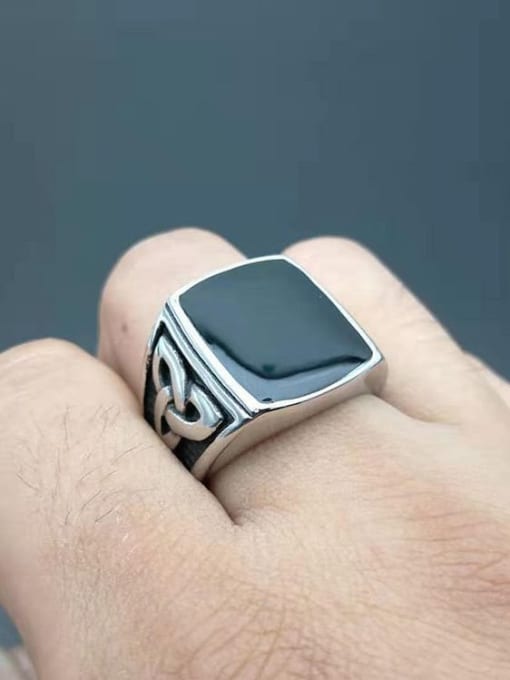 HI HOP Titanium Square Minimalist Band Ring For Men 1